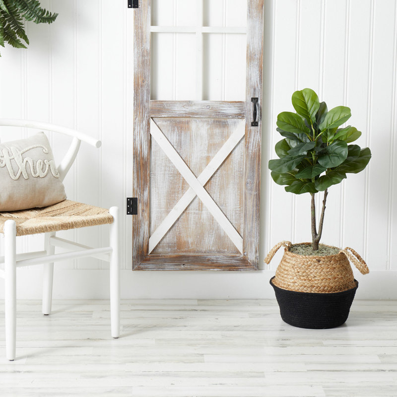 36'' Faux Fiddle Leaf Fig Tree, Black