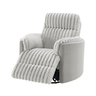 Emee Gray Corduroy Glider Recliner W/ Swivel