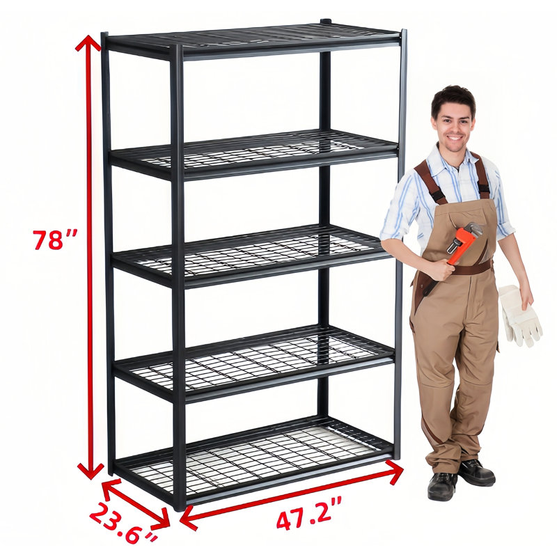 Étagère en métal à 5 niveaux - Hauteur réglable, charge de 3 000 lb, rouille, pour le sous-sol, le garage, l'organisation de la cuisine, capacité de charge de la construction, solution de rangement pour la rouille