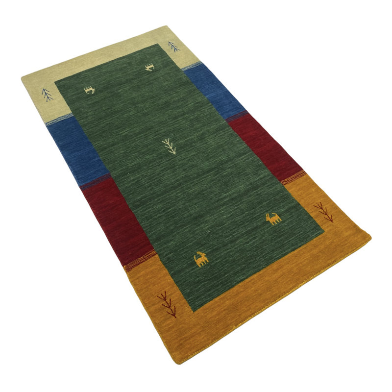 Hand Woven Green Indoor / Outdoor Rug, Rectangular 160cm H x 90cm W