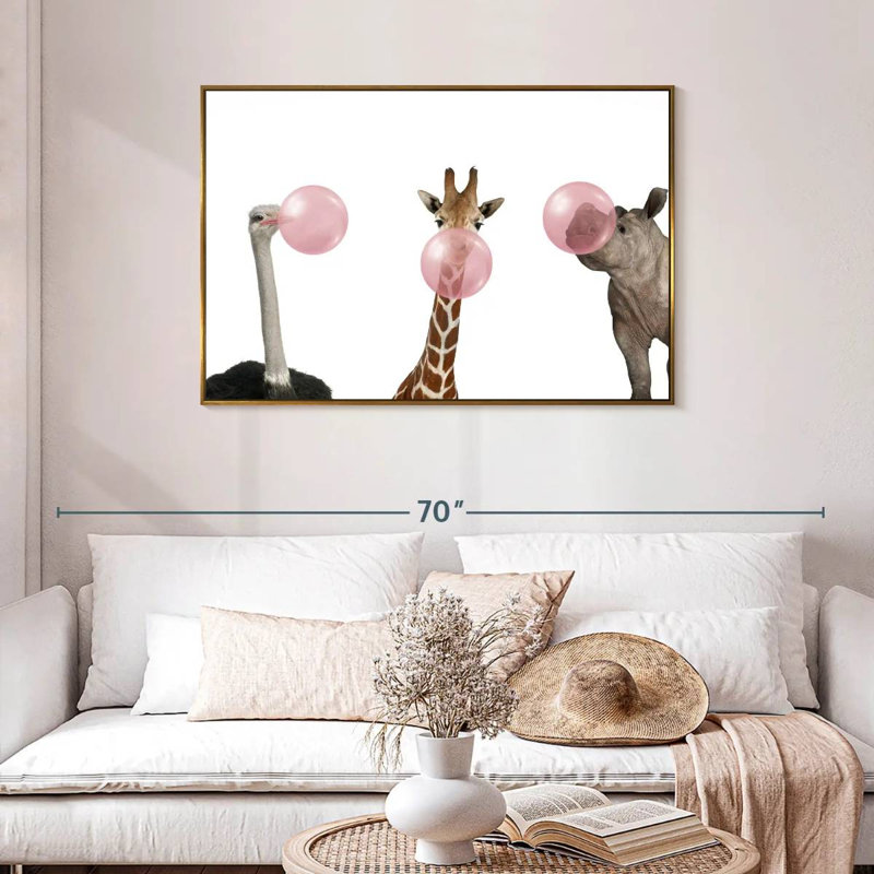 Drôles d'animaux, Cadre flottant doré, 43 po x 29 po