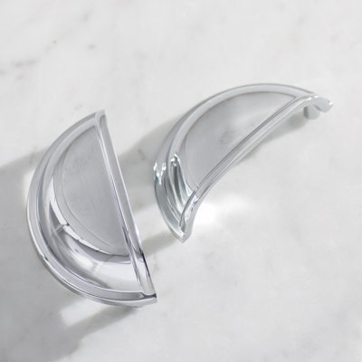 Cup Pulls 3 inch (76mm) Center-to-Center Polished Chrome Cabinet Cup Pull - 10 Pack