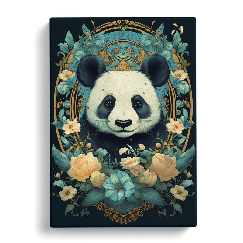 Panda Nouveau - Wrapped Canvas, 60cm H x 40cm W x 3cm D