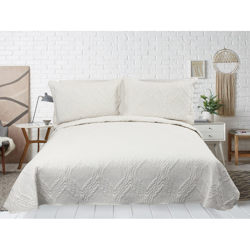 Ensemble de courtepointe 3 pièces Marina Soft Home Marina de Pinsonic Bedding, Crème