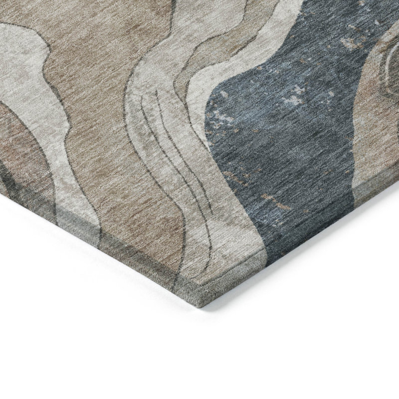 Machine Washable Indoor/Outdoor Husby ACN2219 Abstract Rug, Rectangle 3' x 5'