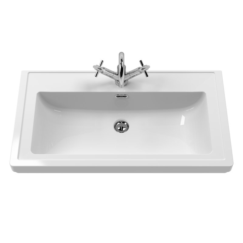 Bexley 830mm Single Bathroom Vanity with Integrated Fireclay Basin, Pure White