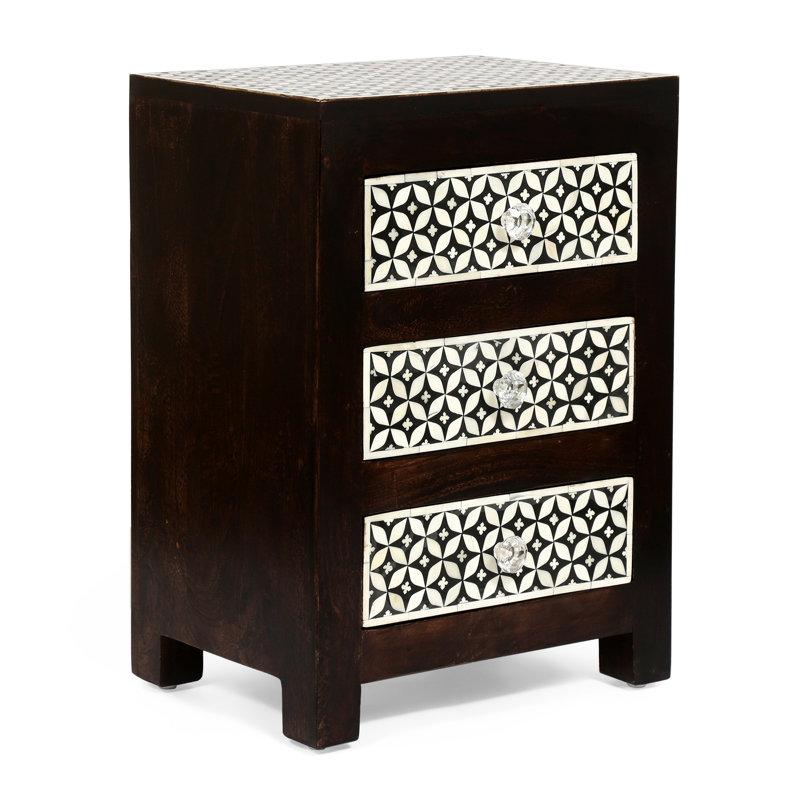 Table de chevet 3 tiroirs en bois