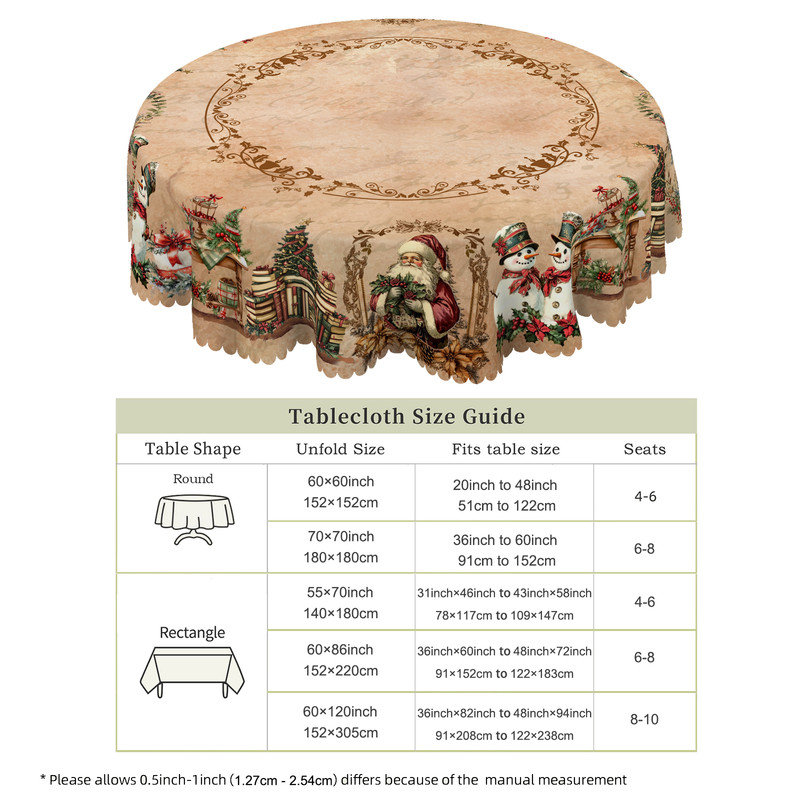 Nappe rétro en polyester à motif de Noël lavable, L 70,8 po x l 55,12 po