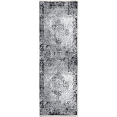 Tapis oriental gris en coton chenille Pender