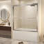 Porte de douche coulissante double Premium avec verre trempé et cadre en aluminium pour une salle de bain élégante-112568735