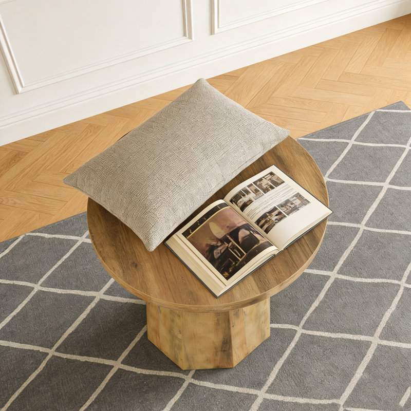 Table d'appoint en bois avec base octogonale, Brun