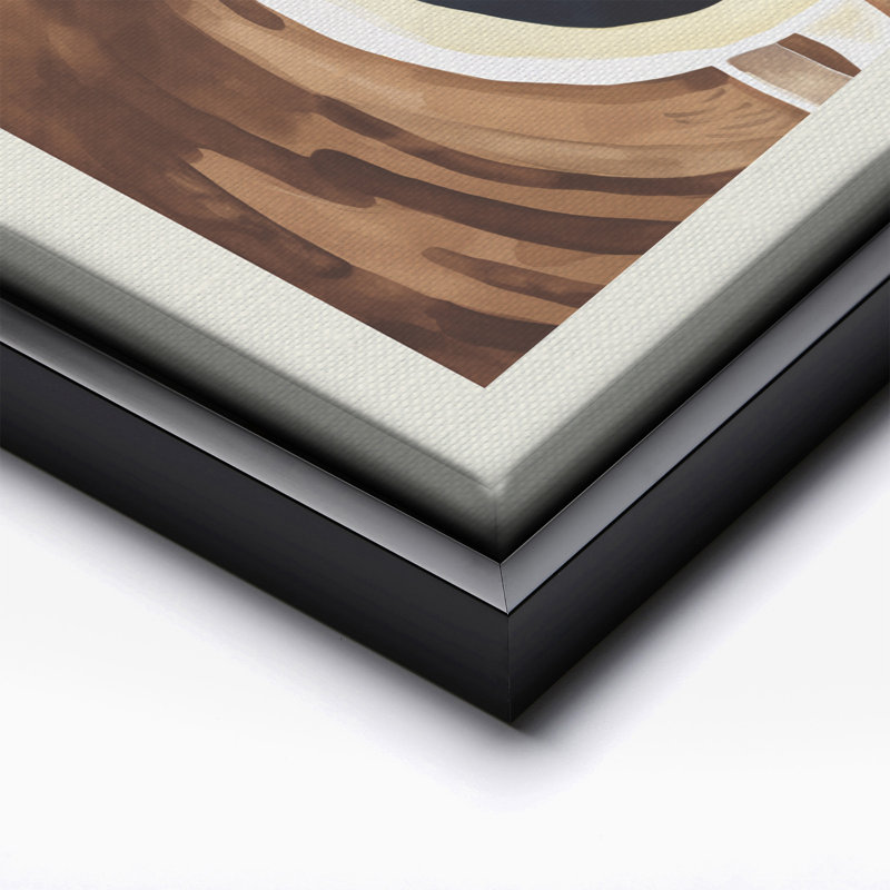 Dame nageant dans une tasse de café, Black Framed, Canvas, 18"H x 24"W