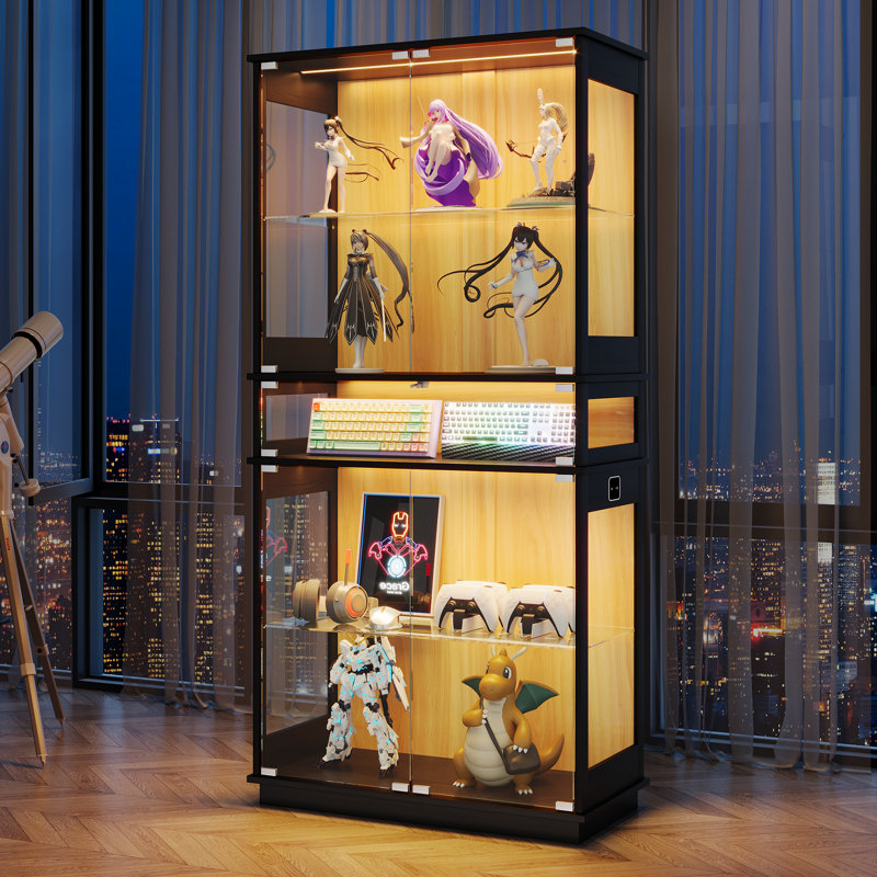 Display Cabinet, Black/Wood