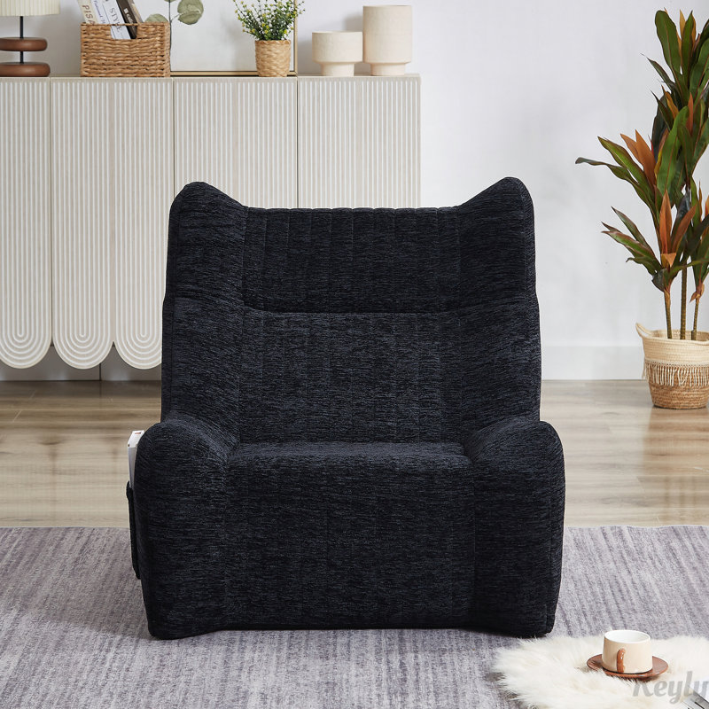 Fauteuil à billes surdimensionné avec accoudoirs, Chenille noir