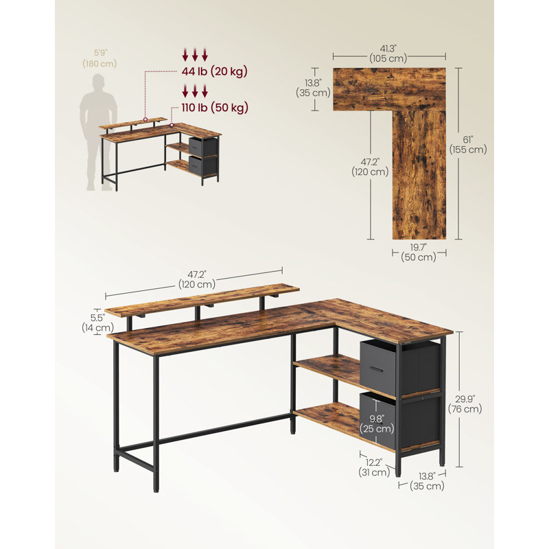 Modular L-Shaped Steel Computer Desk