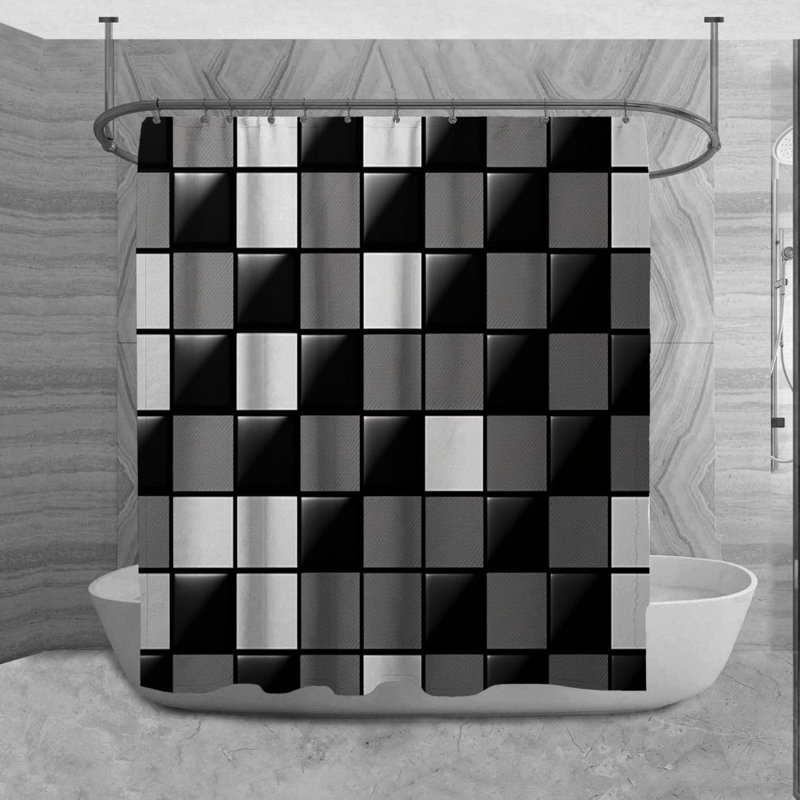Rideau de douche à carreaux Agaton, H 84 po x l 70 po
