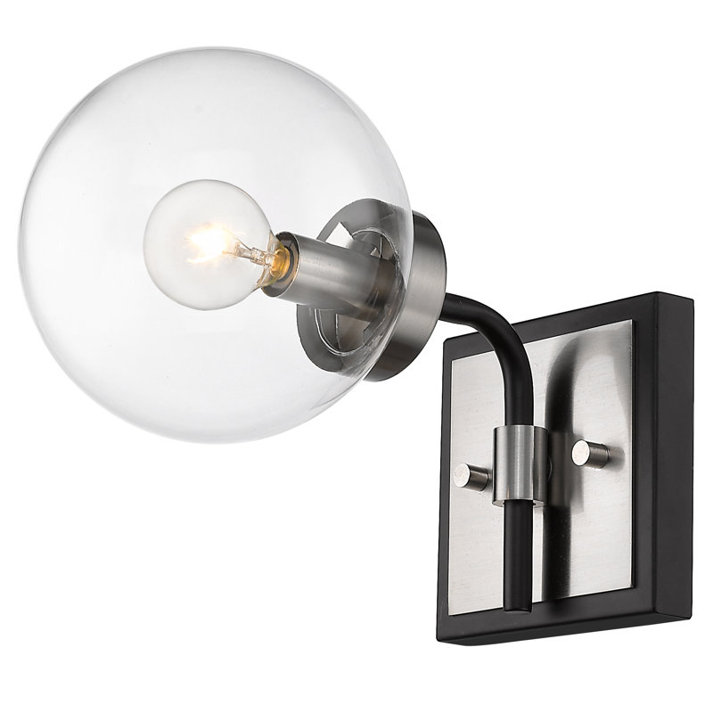 Appliquee à bras 1 lumières Lankheit, Nickel brossé, Transparent