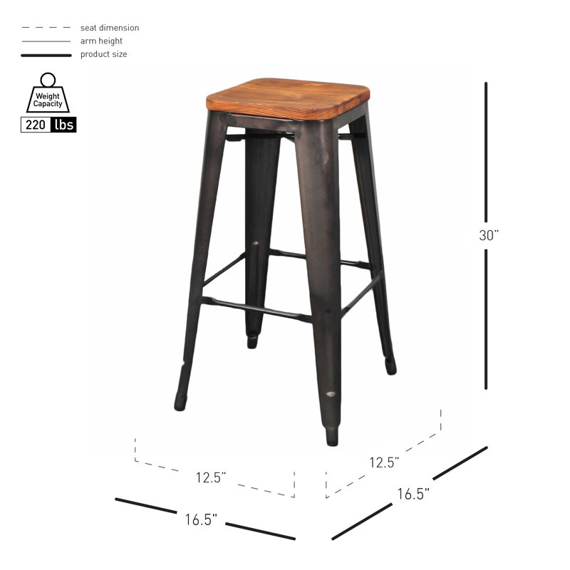 Nesbit Counter Stool, Bar Stool (30" Seat Height), Brown Seat/ Black Frame