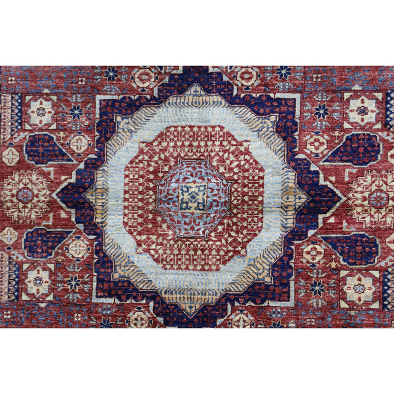 Hand Knotted Wool Area Rug, Rectangle 4'10" x 6'8"