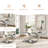 Modern Rectangular Dining Table, 78.7"  Tempered Glass Top and 360° Rotatable Stainless Steel Double "C" Base-813300997