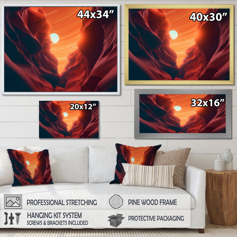 «Upper Antelope Canyon II», reproduction sur toile, Cadre naturel flottant, H 16 po x l 32 po x P 1 po