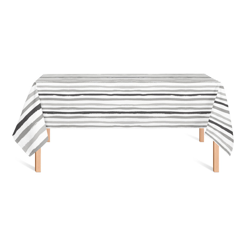 Rectangular Striped Polyester Tablecloth, Gray