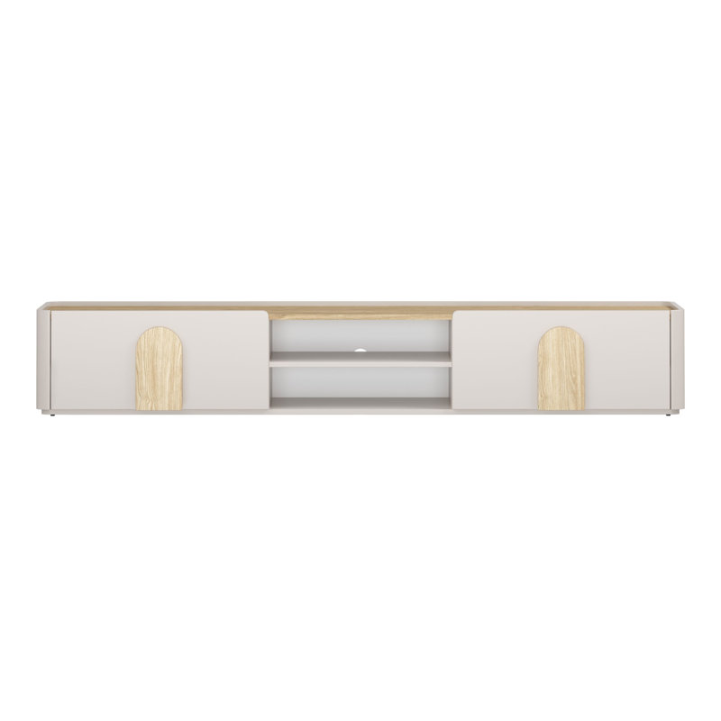 Sadeen Unfinished TV Stand for TVs up to 77", Beige/Light Oak