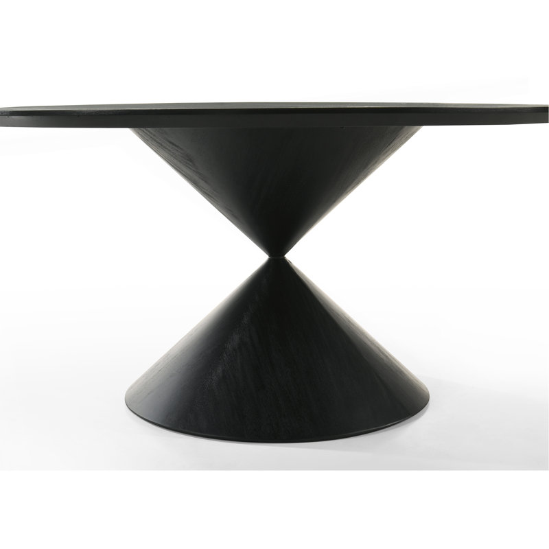 Table de salle à manger ronde à piédestal noir de 59 po avec base en sablier Haven
