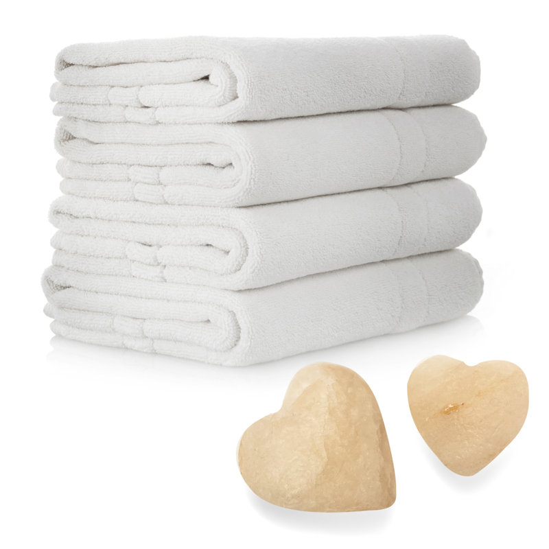 Ensemble de pierres de massage au sel Eider & Ivory ™ avec serviettes - Pierre sculptée à la main pour massothérapie, déodorant | Sel et sucre exfoliants | Comprend 4 serviettes de massage en coton ultra doux absorbant