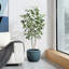 Pots de fleurs ronds en céramique 11 po x 11 po, bleu et vert avec trou de drainage-973972203