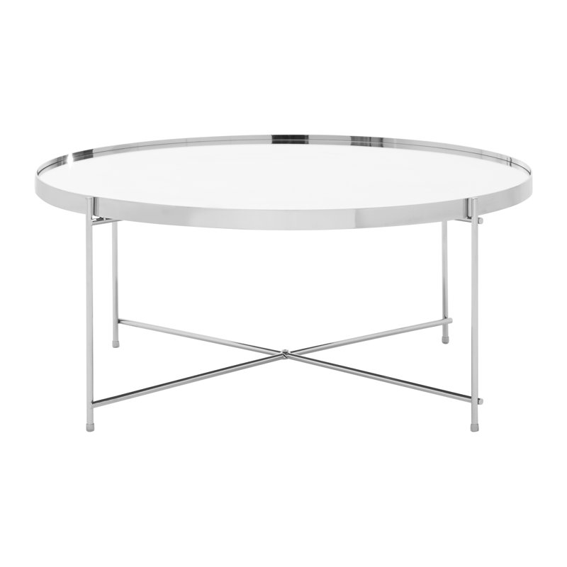 Fultz Cross Legs Coffee Table, Chrome, Sliver Mirrored