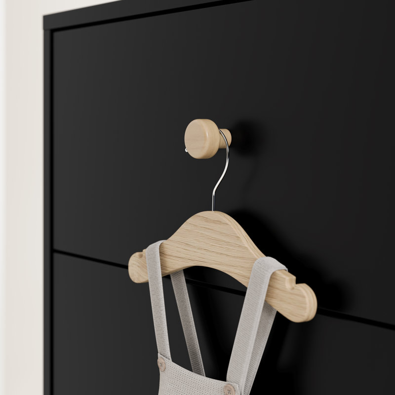 Commode 6 tiroirs California, Noir / bois flottant
