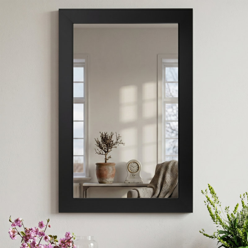Shmuel Wood Framed with Safety Backing Ideal for Bathroom / Vanity Mirror, 20" x 36", Rustic White