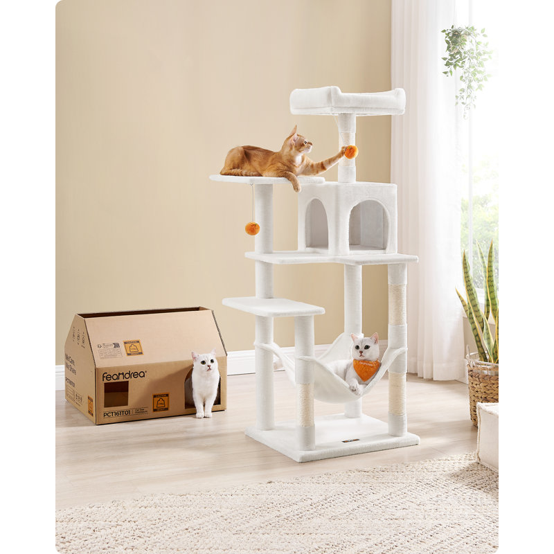 Maison pour chat 56 "à plusieurs niveaux, Blanc crème