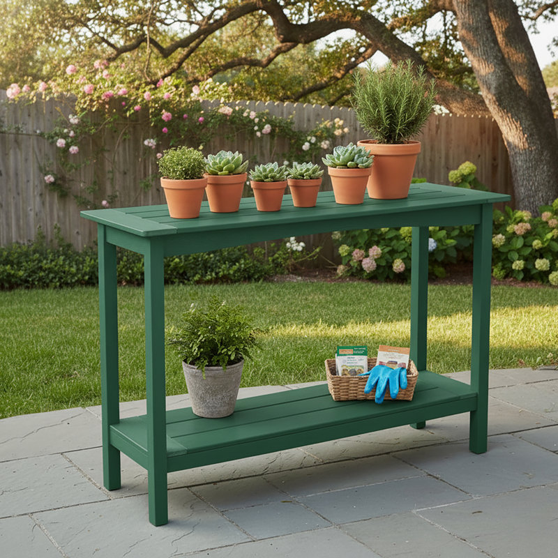 48'' Rectangular Outdoor HDPE Buffet & Console Table, side table, Dark Green
