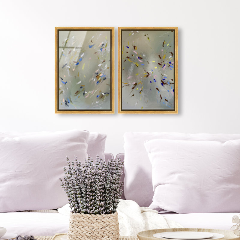 Spontaneous Traces Set Set by Oliver Gal, 74"H x 50"W, Gold Floater Frame