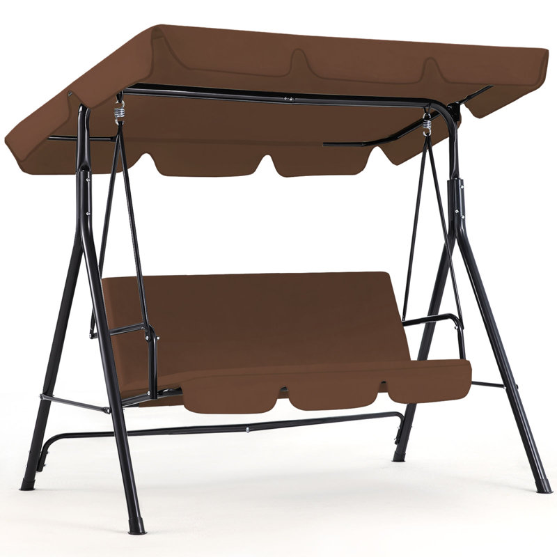 3 Person Porch Swing with Canopy, Brown