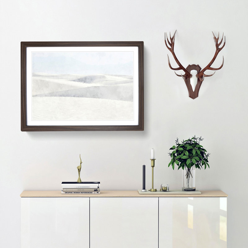 White Sands in New Mexico - Picture Frame Painting Print, Walnut Framed, 24cm H x 33cm W x 2cm D