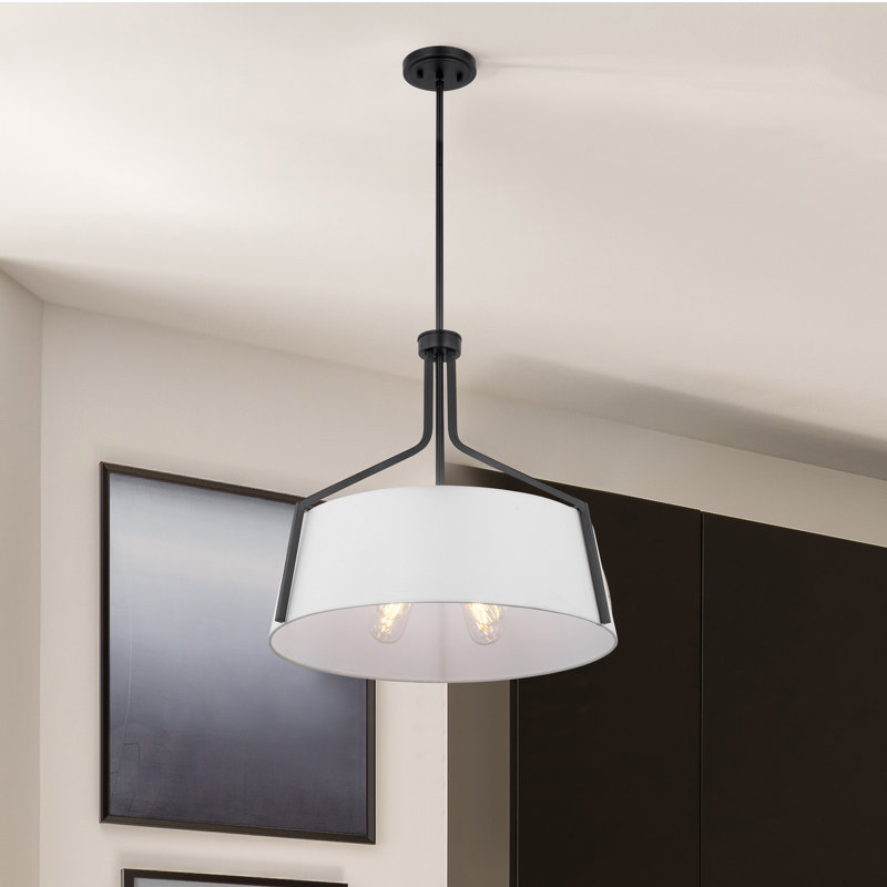 Luminaire suspendu tambour unique à 4 lumières, Noir mat