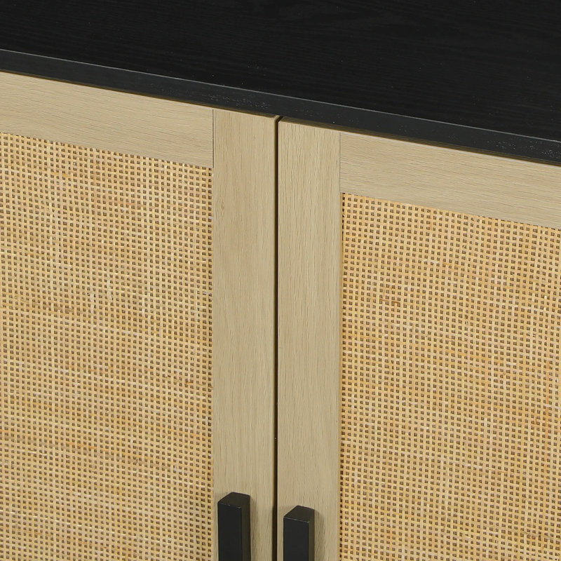 Buffet 31,5 "avec 2 portes et tablettes en rotin