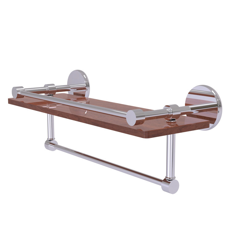 Dalston Bracket Shelf with Towel Bar, Polished Chrome, 5"H x 16" W x 5" D