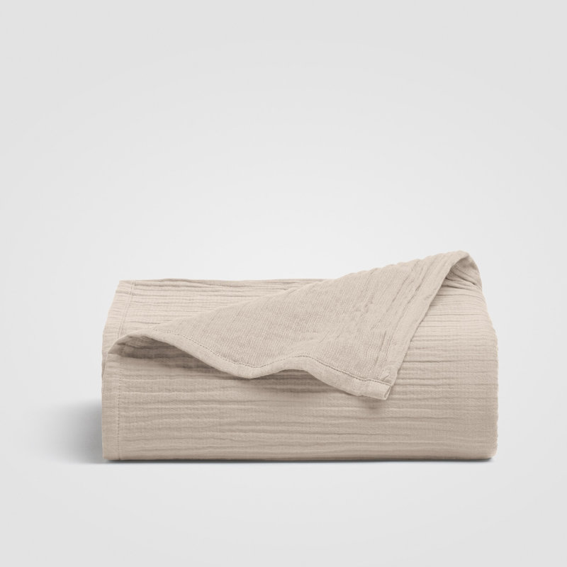 Calm Crinkled Comfort Flat Sheet (Morning Fog), Queen Flat Sheet