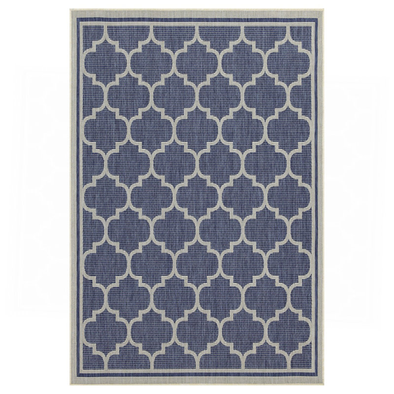 Blue Indoor/Outdoor Area Rug, Rectangle 7'10" x 10'3"