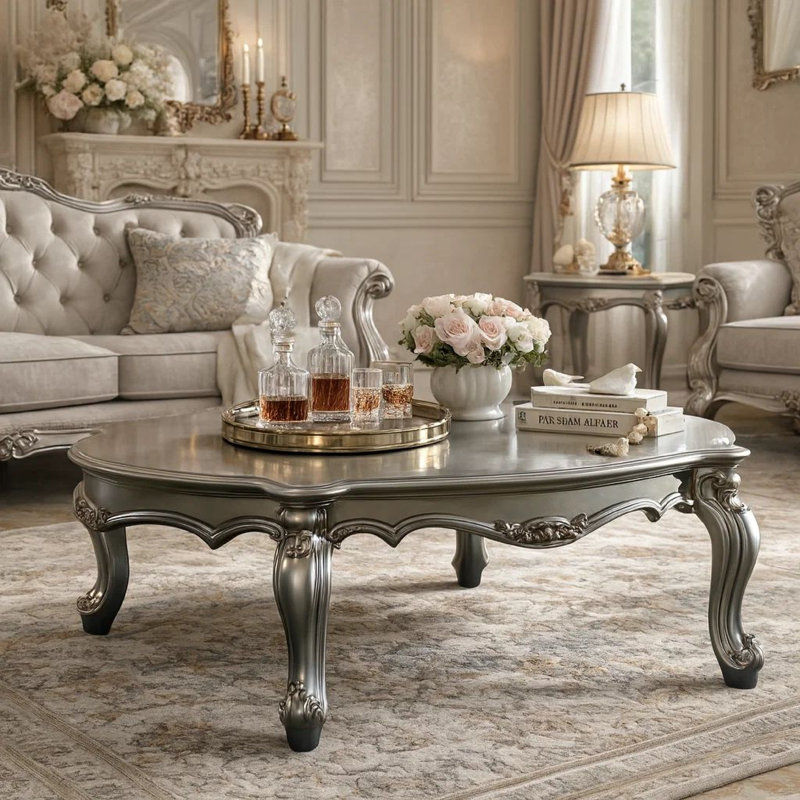 Table basse 4 pieds Vestavia, Platine antique