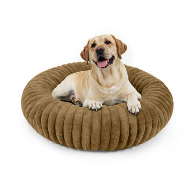 Calming Donut Dog Bed - Corduroy Fleece & Removable Cover Round Pet Bed with Non-Slip Bottom, Anti-anxiety, Washable