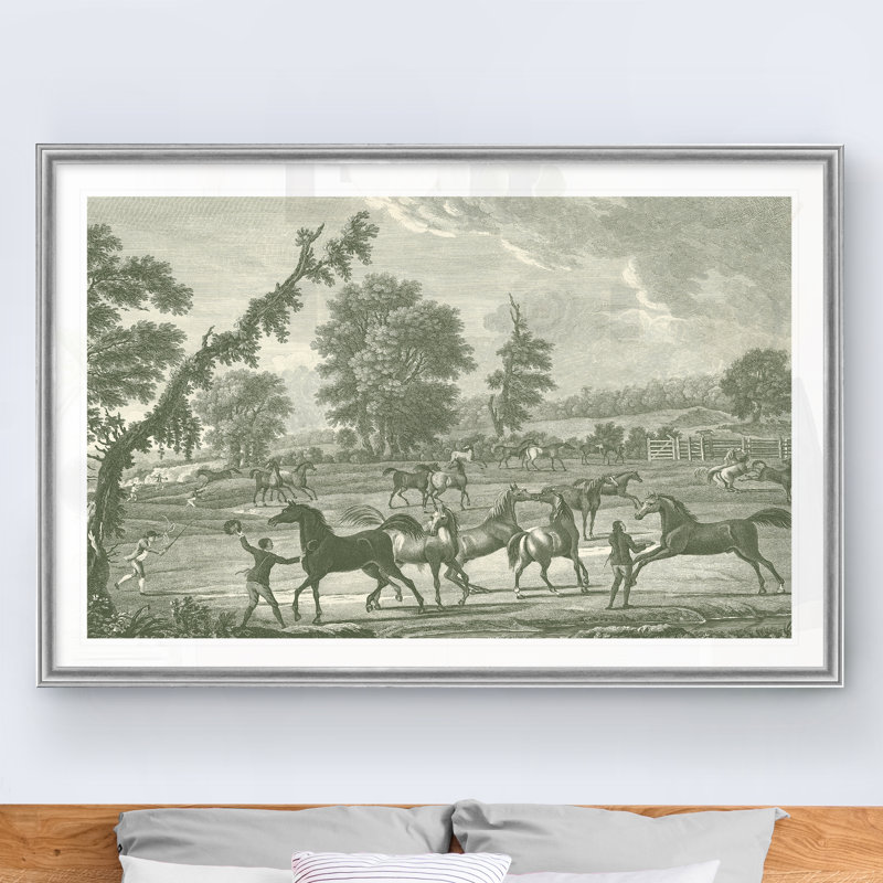 « équestres scenes iii », reproduction sur toile, H 26,5 po x l 36,5 po x P 1,5 po, Argent