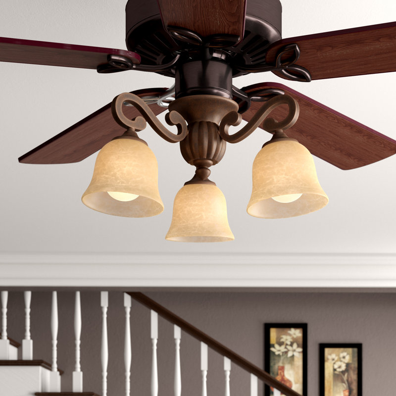 Ensemble d’éclairage ramifié à ventilateur de plafond universel 3 lumières, Bronze vieilli