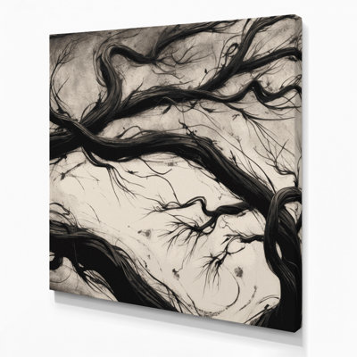 Halloween, branches torsadées, art mural beige