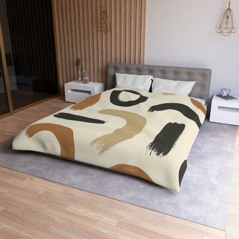 Microfiber Duvet Cover Boho Style, Design 71, Queen Duvet Cover, White