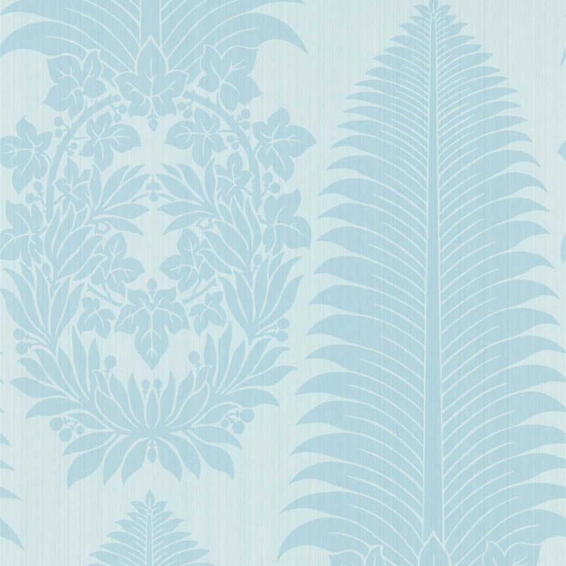 Marsden's Palm Damask Wallpaper, Blue Stone